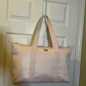 Coach Nylon light Pink duffel weekender bag Rose gold hardwares.